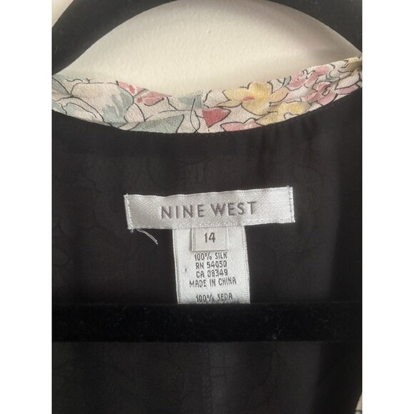 VTG 90s 2000s Y2K Nine West Silk Top Womens Large 14 Floral Boho Chic Festival - Picture 2 of 5